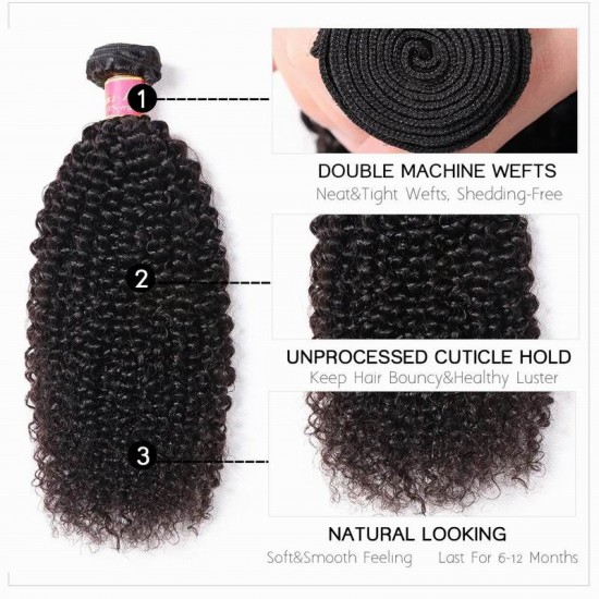 【12A 1PC】Happy Shopping Merula Virgin Malaysian kinky curly Human Hair nice soft Weave Hair single bundle deal