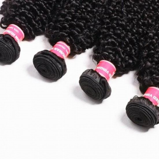 【12A 4PCS】Merula Virgin Malaysian kinky curly Human Small tight ringlet 4 Bundles deal Gift bag