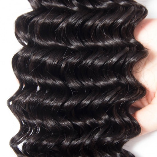【12A 4PCS】Merula Virgin Peruvian deep Wave Silky texture Human Hair 4 Bundles package deal
