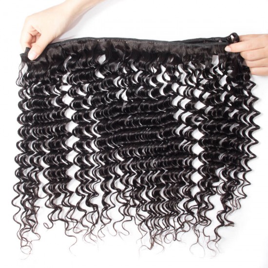 【12A 4PCS】Merula Virgin Peruvian deep Wave Silky texture Human Hair 4 Bundles package deal