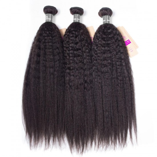 【12A 4PCS】Merula Virgin Peruvian Kinky Straight African American Human Hair 4 Bundles package kit