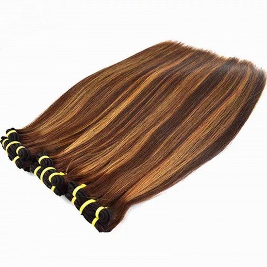 400g piano ombre color #4/27 silky straight Super double drawn Virgin Indian human hair no mixture