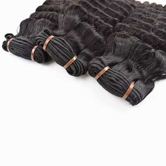 300g Super double drawn Mink Virgin Indian hair Fancy Curls  deep wave curly closure frontal optional Natural black