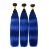 1B/Blue Charming ombre color Sleek feeling straight 3 bundles human hair weave closure frontal available