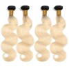 Wavy Blonde 1B/613 body wave human hair with dark roots 4 bundles deal closure optional Nice Wefts