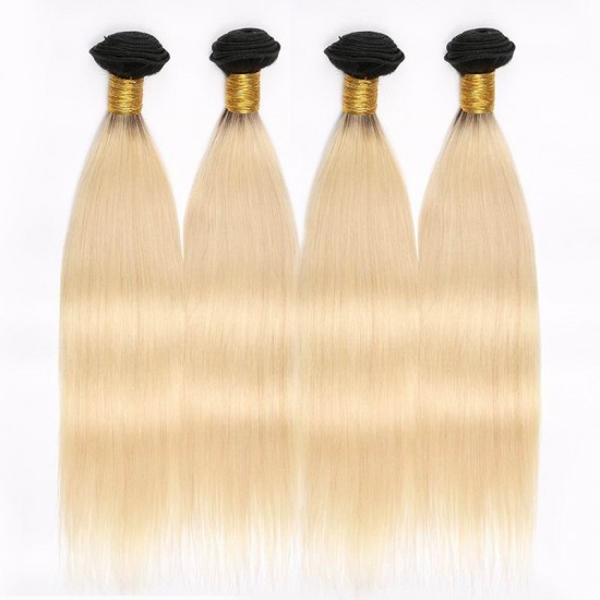 1B blonde black roots 613 straight human hair 3pcs Merula Virgin hair material nice color soft hair weave 