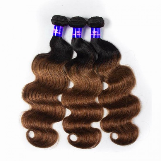 1B/30 medium auburn two tone body wave 3 bundles human hair wefts Merula virgin hair