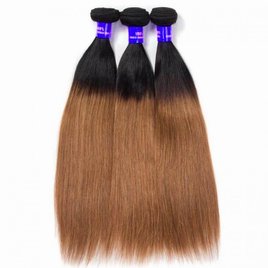 1B/30 Dyed hair ombre dark brown straight 4 bundles human hair weaves closure frontal optional fast processing
