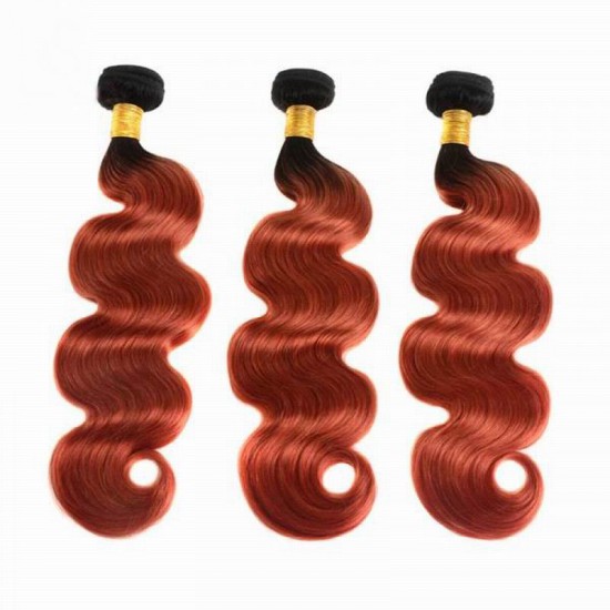 1B/350 copper red Addictive color Body wavy 4 bundles dark orange color hair weft Merula Virgin hair closure frontal optional