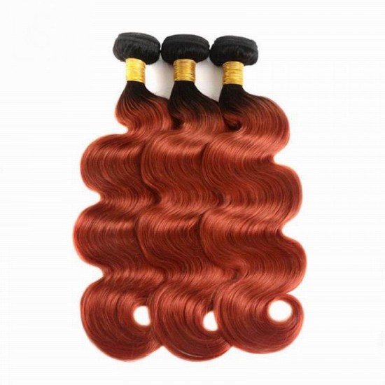 1B/350 copper red Addictive color Body wavy 4 bundles dark orange color hair weft Merula Virgin hair closure frontal optional