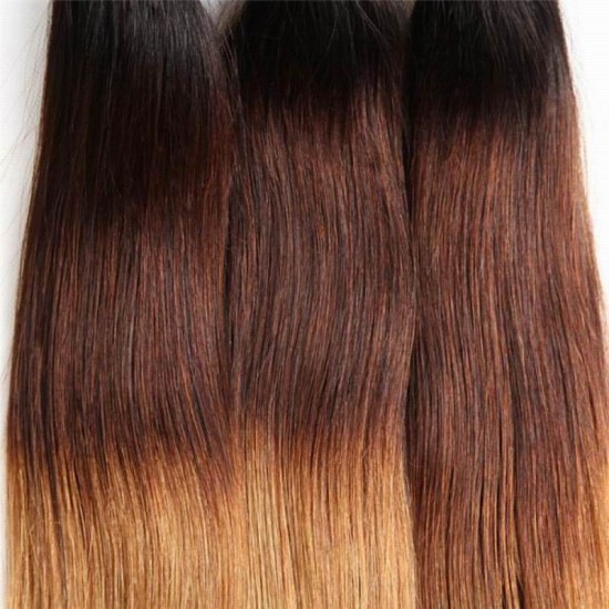 1B/4/27 three tone brown blonde straight 3 bundles human hair double machine weft Outlet dropped deals