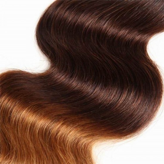 1B/4/30 three tone dark brown body wave 4 bundles human hair closure frontal optional ship in  4 days