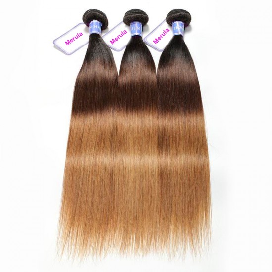 1B/4/30 three tone brown color bouncy straight 4bundles human hair wefts Merula virgin hair 