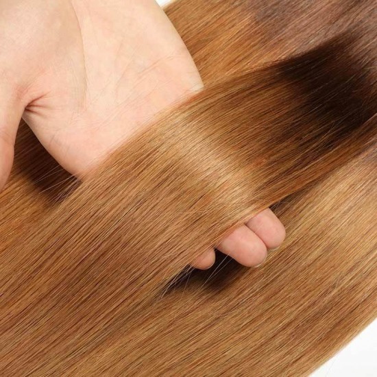 1B/4/30 three tone brown color bouncy straight 4bundles human hair wefts Merula virgin hair 