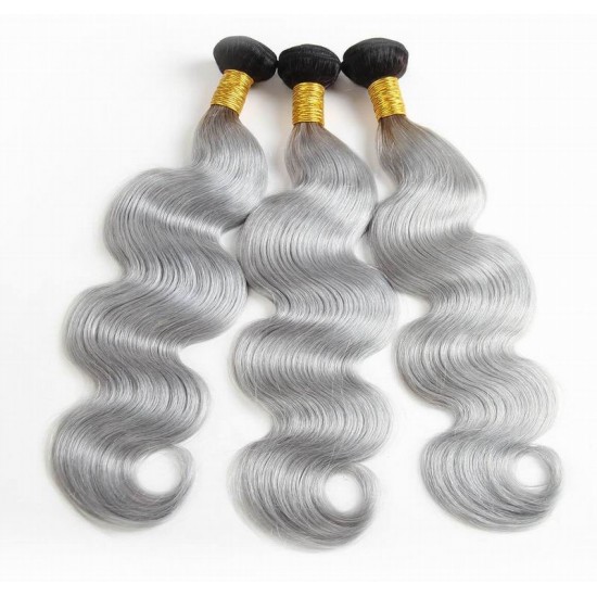 1B/Gray Angel girly Soft Bouncy body wave 4 bundles human hairs No Smell Closure frontal optional