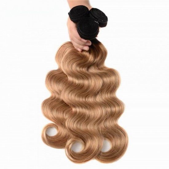 1B/27 Quiet beautiful ombre hairs honey blonde body wave 3 bundles human hair weaves Hot selling two tone 