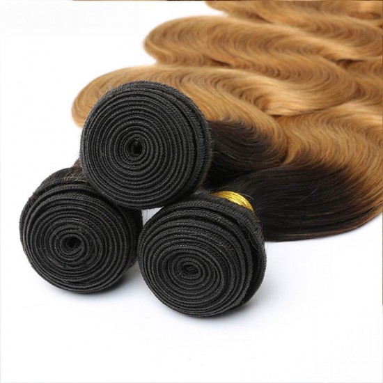 1B/27 Quiet beautiful ombre hairs honey blonde body wave 3 bundles human hair weaves Hot selling two tone 