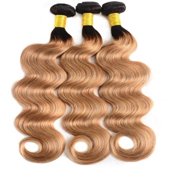 1B/27 Quiet beautiful ombre hairs honey blonde body wave 3 bundles human hair weaves Hot selling two tone 