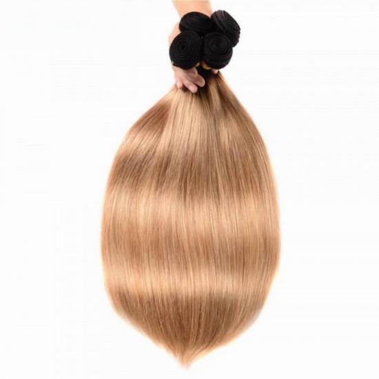 1B/27 significant Stunning ombre hairs honey blonde straight 4 bundles human hair weaves Top selling two tone 