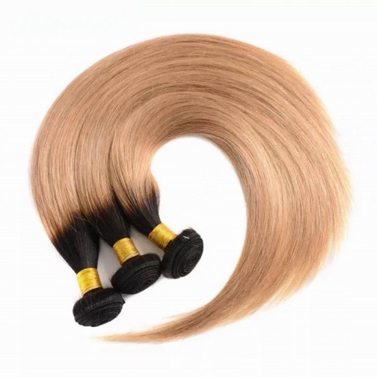 1B/27 artist culture ombre hairs honey blonde straight 3 bundles human hair weaves Best matching two tone 