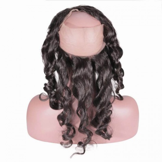 360 Lace Frontal body wave small knots Preplucked Swiss Lace Natural 1B Color Virgin Human Hair 