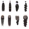 【3/4 bundles with 5x5 closure】Merula Virgin hair straight wavy curly wefts with 5x5 closure HD transparent lace different textures package deals