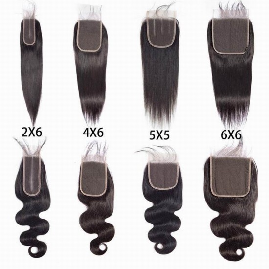 Top lace closures Deep wave 4x4 5x5 6x6 7x7 Transparent HD lace preplucked small knots natural hairline Virgin human hair 1 pack