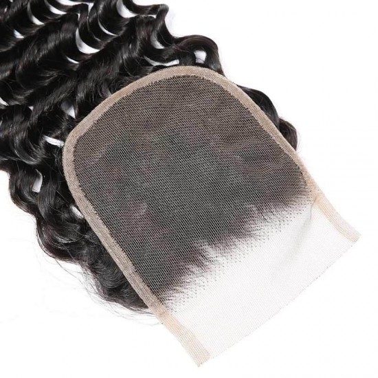 Top lace closures Deep wave 4x4 5x5 6x6 7x7 Transparent HD lace preplucked small knots natural hairline Virgin human hair 1 pack