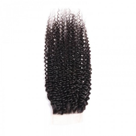 Bouncy kinky curly Closure 4x4 5x5 6x6 7x7 Transparent HD lace preplucked small knots natural hairline Virgin human hair 1 pack