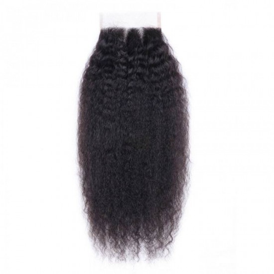 Lovely Kinky Straight Closure 4x4 5x5 6x6 7x7 Transparent HD lace preplucked small knots natural hairline Virgin human hair 1 pack