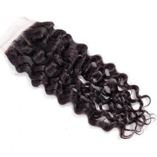 Top lace closures Water wave 4x4 5x5 6x6 7x7 Transparent HD lace preplucked small knots natural hairline Virgin human hair 1 pack