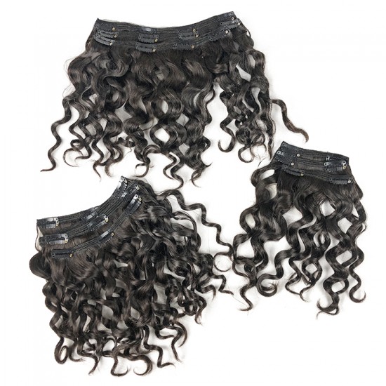 100g/set kinky curly clip ins  virgin human hair extensions single drawn different textures available 7pcs/set by Merula