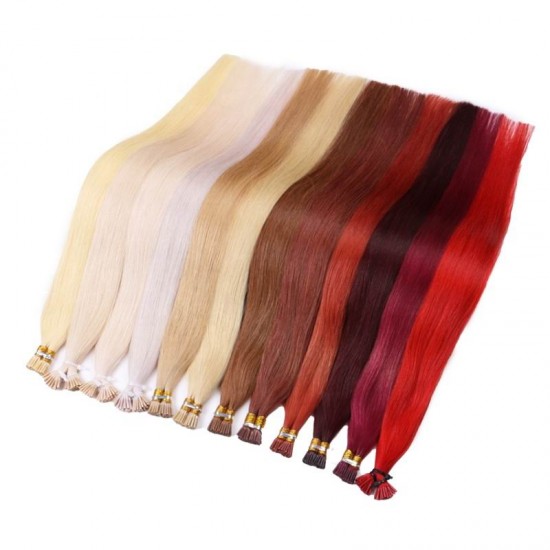 I tips 100g/lot Virgin human hair extensions prebonded small beads accept custom color&texture