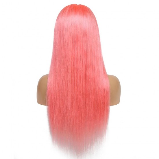 Dreamy Pink Color Lace front wig Sparking Virgin human hair hot pink style straight wavy curly textures HD invisilable colour