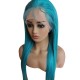 Blue color Virgin human hair lace frontal wig preplucked small knots Thin hairline shedding free Merula hairs