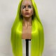 Green color human hair lace front wig Glueless HD natural hairline dyed hairs Silky sleek texture Merula Virgin hair