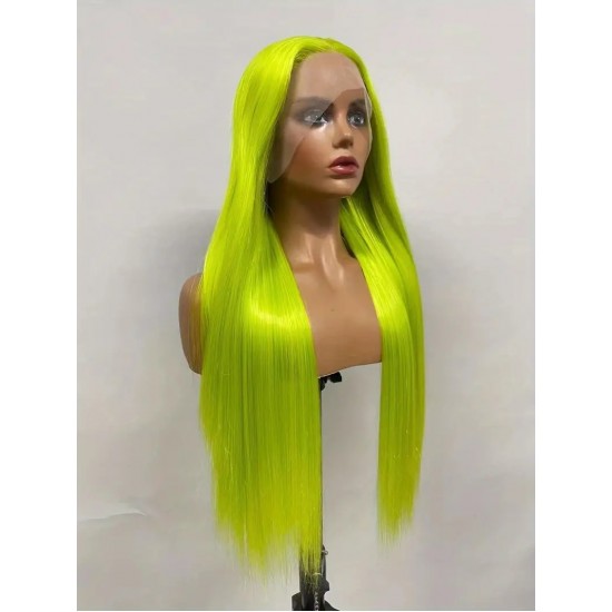 Green color human hair lace front wig Glueless HD natural hairline dyed hairs Silky sleek texture Merula Virgin hair