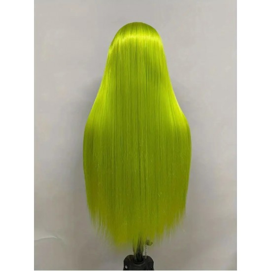 Green color human hair lace front wig Glueless HD natural hairline dyed hairs Silky sleek texture Merula Virgin hair