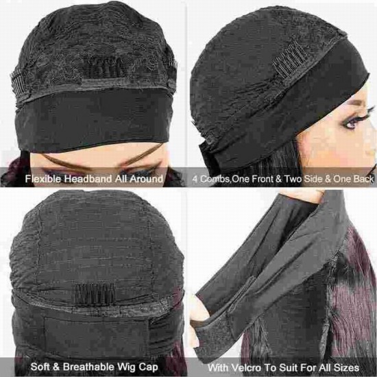 Merula Virgin Hair Kinky straight soft silky headband wig weave wigs can be dyed with adjustable straps combs