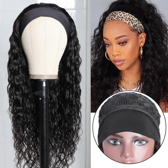 Merula Virgin Hair Headband Water wave weave wig 150% and 200% density available fast order processing