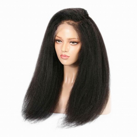 Soft Kinky Straight 13X6 Frontal HD Lace Wigs  Preplucked natural hairline Virgin Human Hair affordable price