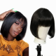 Merula Virgin Human Hair 4x4 Closure Wigs With fringe Bang Natural Straight Silky Hair 