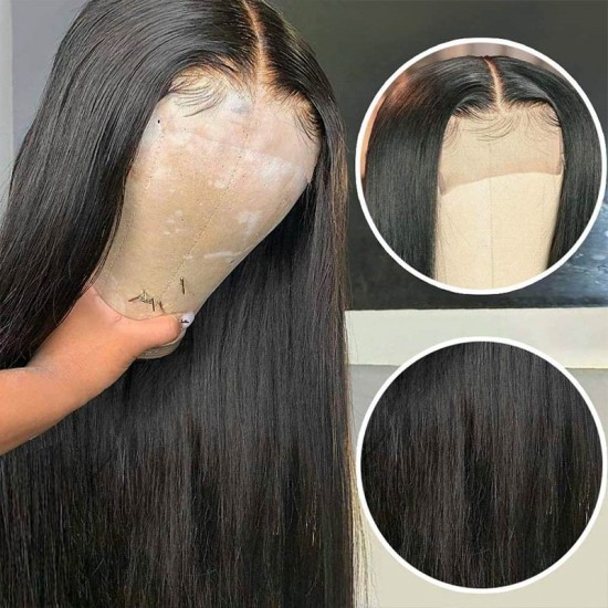 Merula Natural Straight Virgin Human Hair super big size 6*6 7*7 Lace Closure Wig heavy density wig cap size optional