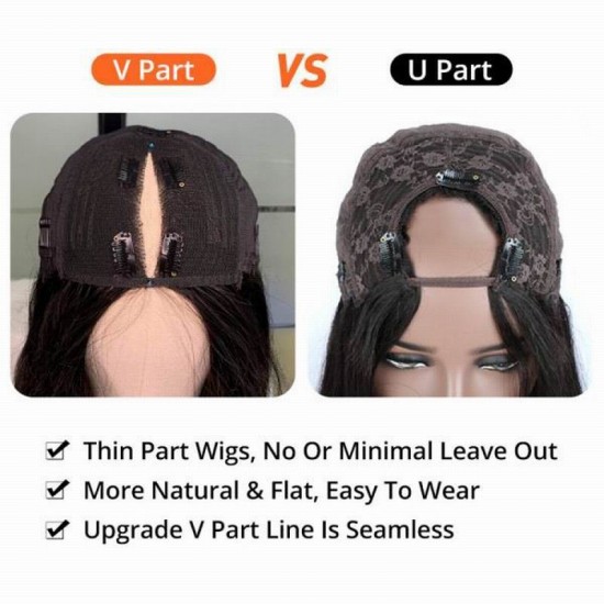 V part wig leave out glueless machine weave wigs density & textures optional Virgin human hair soft hair 